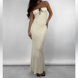 ET CLET Wanderlust Contrast Tie Maxi Dress crinkle gauzy Sz‎ S